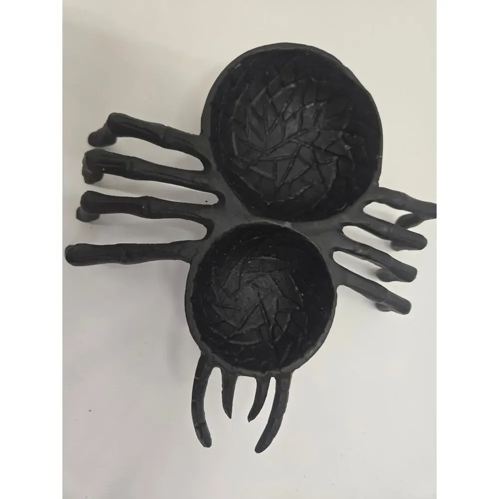 Halloween Metal Spider Candy Dish Dip Bowl Black Gothic Serving Decor 8